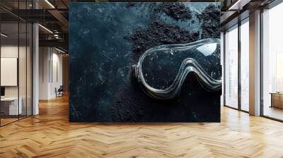 Protective goggles on dark, grimy background Wall mural