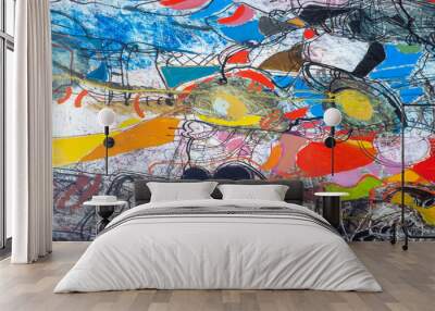 colorful painting on canvas. photo studio. Abstract art backgrou Wall mural