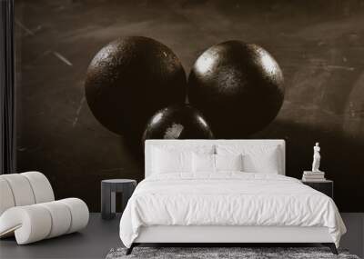 voluminous metal products on a dark background Wall mural