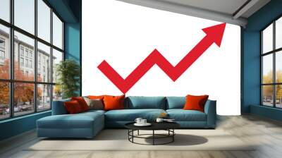 Red arrow, growth chart line, up arrow icon, business and sales concept. Wall mural