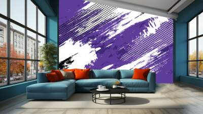 The background is sporty, white, purple and black. Wall mural