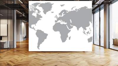 World map silhouette, gray and white, flat design, world map template, vector illustration. Wall mural