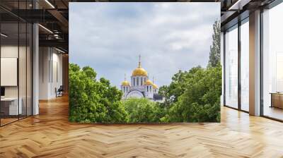 Domes of St. George Church in greenery, Samara Wall mural