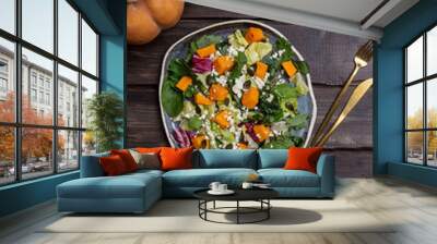 Green salad with squash and white cheese Wall mural