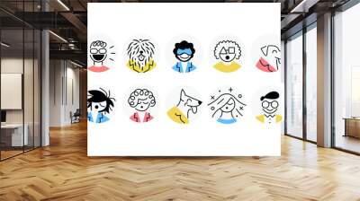 Vector collection of characters. Colored avatars. Flat cartoon illustration. Wall mural