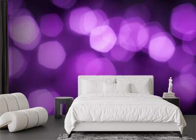 Blurred purple sparkling festive bokeh background Wall mural