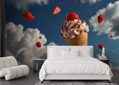 Ice cream in abstraction, explosion of taste, photos for design and advertising Wall mural