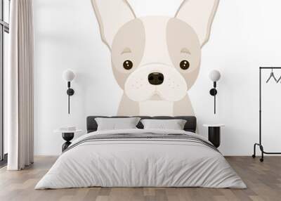 A French bulldog puppy on a white background. Cartoon Dog design, Wall mural