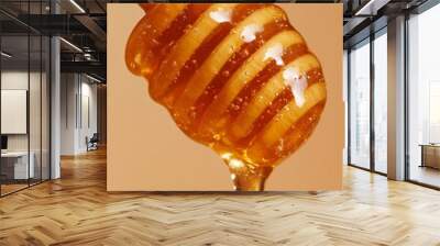 Golden Honey Dripping from a Wooden Dipper Wall mural