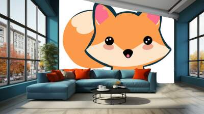 fox fox kawaii cute vector illustration Wall mural