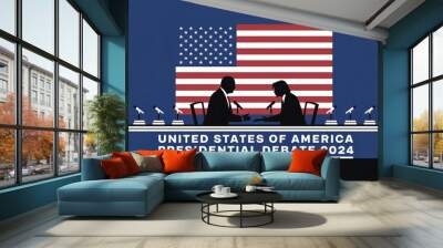 Poster with the image of candidates for the post of President of the United States in 2024. Wall mural