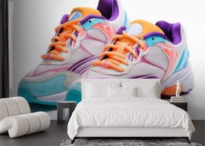 women's running shoes on the white background  Wall mural