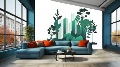 Sustainable city landscape. Sustainability vector illustration. Eco-city skyline landscape illustration. Wall mural