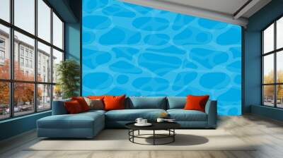 Pool Water surface background. Shining blue water ripple abstract vector texture. Shimmering turquoise tropical water with ripples. Summer party, swimming pool. Wall mural