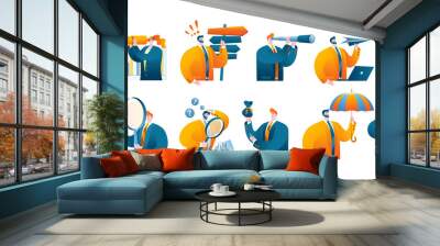 A set of vector characters in the theme of various areas of work in the company. A set of vector illustrations for a mobile application. Wall mural