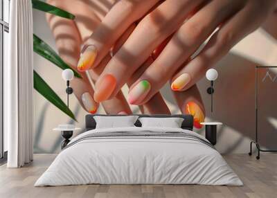  orange Nail design  Wall mural