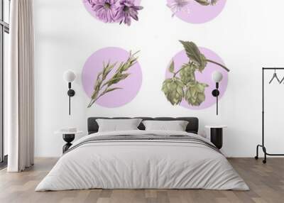 botanical set for logo, icon, cover Wall mural