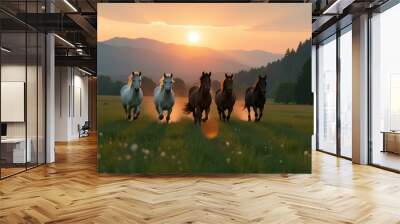 horses in the mountains Wall mural