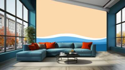 Abstract background of blue sea and summer beach for banner, invitation, poster or website design. Vector illustration in a flat style. Wall mural