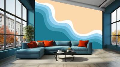 Abstract background of blue sea and summer beach for banner, invitation, poster or website design. Vector illustration in a flat style. Wall mural