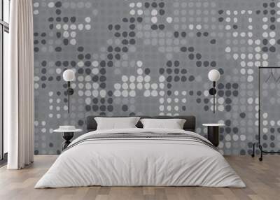 Digital gray camouflage, seamless pixel pattern. Urban clothing style, masking dotty camo repeat print. Vector texture Wall mural