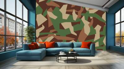 Vector camouflage seamless pattern. Khaki design style for t-shirt. Military texture, camo clothing while hunting illustration. Wall mural