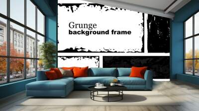 Vector Frames. Squares and rectangle for fill image. Distress texture with dirt effect. Grunge Black borders isolated on white background. Vector  Wall mural