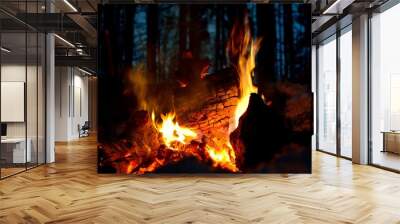 bonfire wood fire flame sparks Wall mural