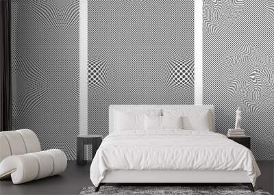 Halftone seamless pattern with the illusion of deformation. Vector background in retro style. Wall mural