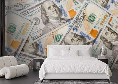 One hundred dollars pile as background Wall mural