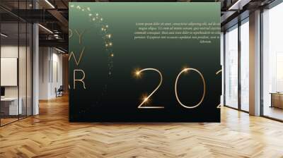 Happy new 2024 year Elegant gold text with light. Minimalistic text template.	 Wall mural