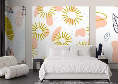 Abstract pattern with organic shapes in pastel colors Wall mural