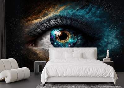 Galaxy in the eye. Futuristic art	 Wall mural