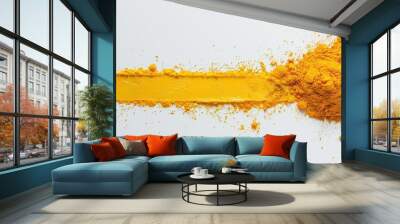 Turmeric powder, harvest, vibrant yellow, culinary spice, health benefits, organic, natural, fresh, seasoning, fine texture concept Wall mural