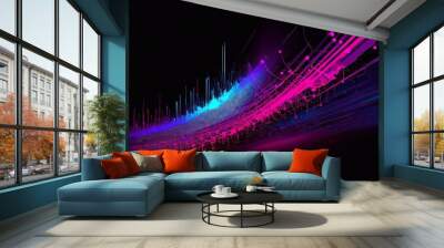 abstract background with glowing lines and curves in purple and blue colors Wall mural