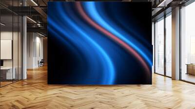 Abstract blue and red light effect on black background, design element Wall mural