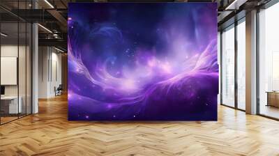 Vibrant purple energy waves flow through the cosmos, surrounded by shimmering stars Wall mural