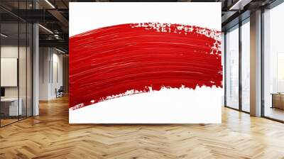 Vibrant red brush stroke on white background Wall mural