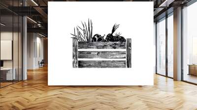  Wooden Vegetable Box. Grunge silhouette of Crate. Can be yused like icon, logo or other design element in your works. Vector illustration. Wall mural