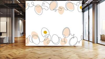 Vector Pattern with Eggs. Continuous line drawing style. Wall mural