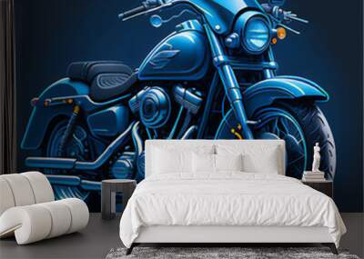 Motorcycle on a dark blue background Wall mural