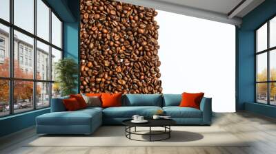 Fresh coffee beans with bright background and copyspace Wall mural