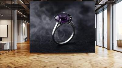 Amethyst Ring on Black Velvet with Smoke Wall mural