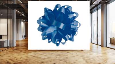 Blue gift bow ribbon isolated on transparent background. Wall mural