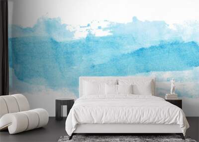 Light blue watercolor background. Artistic hand paint. Isolated on transparent background. Wall mural