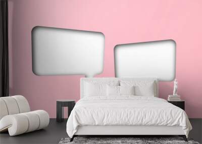 Pink paper cut out shape speech bubble transparent background Wall mural