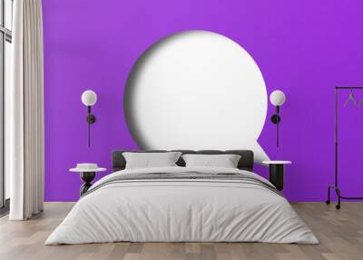 purple paper cut punch shape speech bubble transparent background Wall mural