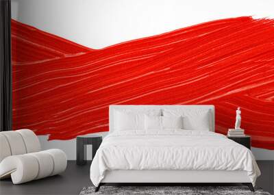 Shiny red brush stroke isolated on transparent background Wall mural