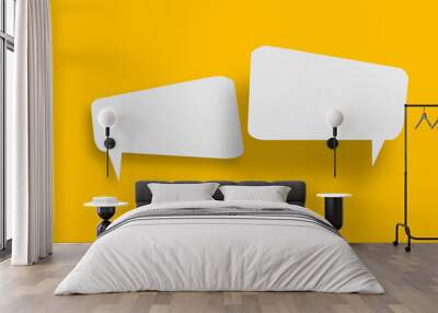 White paper in speech bubble shape set against yellow background. Wall mural