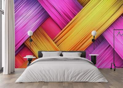 Vibrant woven texture featuring a rainbow of colors, blending beautifully to create an eye-catching abstract design. Wall mural